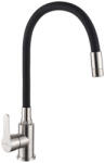 INVENA KSANTI SLIM 2F konyhai csaptelep, álló, flexibilis kifolyócsővel, 2 funkciós fejjel, FEKETE-INOX (BZ-37-I43-L)