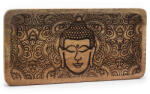 AwGift Hosszú Mangófa Tálca - Buddha Mintás Fekete - 30×15×2, 5 cm