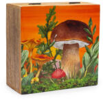 AwGift Nagy Négyzetes Doboz 15x17.5x8cm - Gombák-Narancsszínű