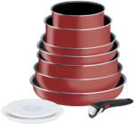Tefal Tigai si seturi Set 10 piese Tefal Ingenio Easy Cook & Clean L1529402, cratita 16 / 20 cm, tigaie 22 / 24 / 28 cm, tigaie saute 24 cm, wok 26 cm, 2 capace ermetice 16 / 20 cm, 1 maner detasatbil, rosu