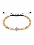 ElectraStore Bratara Unisex Reglabila Gold Cu Pandantiv Cruce si Cristale Zirconia (C4965)