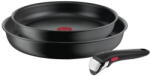 Tefal Tigai si seturi Set de 3 piese Tefal Ingenio Ultimate L7649343, tigaie 22/26 cm, maner detasabil, invelis antiaderent Titanium, indicator Thermo-Signal, baza Thermo-Fusion+, inductie, negru