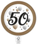 Procos Happy Birthday 50 Milestone papírtányér 8 db-os 23 cm FSC PNN95616 (PNN95616)