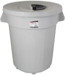 PLANET Kerek szemetes kuka, fedéllel, műanyag, eco szürke, 120 L - atadcleankft