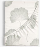 Goldea cearceaf de pat cu elastic din bumbac - frunze de ginkgo 80 x 160 cm