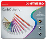 STABILO Pasztell ceruza készlet, kerek, fém doboz, STABILO "CarbOthello", 24 különböző szín (1424-6)
