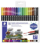 STAEDTLER Alkoholos marker készlet, kétvégű, 0, 5/3, 0 mm, STAEDTLER "3187", 18 különböző szín (3187 TB18) - eztkapdki
