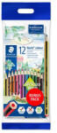 STAEDTLER Színes ceruza készlet, hatszögletű, ajándék grafitceruzával és radírral, STAEDTLER "Noris 185", 12 különböző szín (61 SET6)