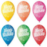  Léggömb, 30cm, "Happy Birthday", körkörös, 10db/cs (11-PRINTHBKOR) - eztkapdki