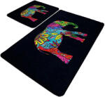 Persera Set 2 Covorase baie Olifant, 60 x 100 cm, 50 x 60 cm, Antiderapant, Negru (OLIF4406) Covor baie