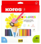 Kores Színes ceruza készlet, háromszögletű, KORES "Triangular", 24 különböző szín (93324)