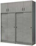 TopMebel Четирикрилен гардероб Regio TopMebel с плъзгащи врати в бетонно сиво 200x60x240cm