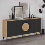 TopMebel Конзола Gora TopMebel от меламин в сапфирен дъб - копринено черен цвят 180x40x82cm