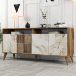TopMebel Шкаф Milan TopMebel от меламин в орех - бял мраморен ефект 180x35x78, 6cm