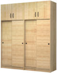 TopMebel Четирикрилен гардероб Regio TopMebel с плъзгащи врати в цвят дъб 200x60x240cm