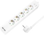 LogiLink Prelungitor LogiLink LPS249U, cu intrerupator iluminat, 5 prize, 2xUSB 5 V/2.1 A 10.5 W, IP20, H05VV-F 3G 1.5 mmÂ˛, cordon 1.5m, Alb (LPS249U)