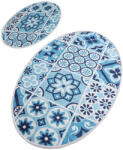 Persera Set 2 Covorase baie Seramik, 60 x 100 cm, 50 x 60 cm, Antiderapant, Albastru (SRMK4506) Covor baie