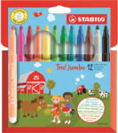 STABILO Filctoll készlet, 3 mm, STABILO "Trio Jumbo", 12 különböző szín (380/12)