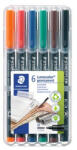 STAEDTLER Alkoholos marker készlet, OHP, 1 mm, STAEDTLER "Lumocolor 317", 6 különböző szín (317 WP6) - eztkapdki