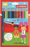 STABILO Színes ceruza készlet, hatszögletű, STABILO "Color", 18 különböző szín (1918/77-11)