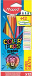 Maped Színes ceruza készlet, háromszögletű, MAPED, "Color`Peps Strong" 12 különböző szín + 12 ajándék matrica (862725)