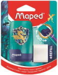 Maped Hegyező és radír, kétlyukú, tartályos, pótradírral, MAPED "Connect Dragon", sárkány (049224) - eztkapdki