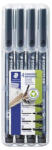 STAEDTLER Alkoholos marker készlet, OHP, STAEDTLER "Lumocolor® 31", 4 különböző vonalvastagság, fekete (31-9WP4GS)