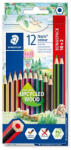 STAEDTLER Színes ceruza készlet, hatszögletű, STAEDTLER "Noris Colour 185", 10+2 különböző szín (185 C12P)