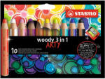 STABILO Színes ceruza készlet, kerek, vastag, STABILO "Woody ARTY 3 in 1", 10 különböző szín (880/10-1-20) - eztkapdki