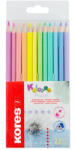 Kores Színes ceruza készlet, háromszögletű, KORES "Kolores Pastel", 12 pasztell szín (93311)