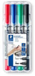 STAEDTLER Alkoholos marker készlet, F/M, 0, 6/1, 5 mm, kúpos, kétvégű, STAEDTLER "Lumocolor Duo 348", 4 különböző szín (348 WP4) - eztkapdki