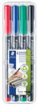 STAEDTLER Alkoholos marker készlet, OHP, 0, 4 mm, STAEDTLER "Lumocolor 313", 4 különböző szín (313 WP4) - eztkapdki