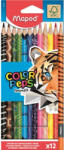 Maped Színes ceruza készlet, háromszögletű, MAPED "Color`Peps Animal", 12 különböző szín (832212FC)