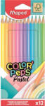Maped Színes ceruza készlet, háromszögletű, MAPED "Color`Peps Pastel", 12 különböző pasztell szín (832069)