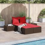 vidaXL Sezlong dublu cu perne, poliratan maro GartenMobel Dekor (368395)