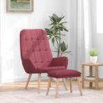 vidaXL Scaun de relaxare cu taburet, rosu vin, textil GartenMobel Dekor (3315155)