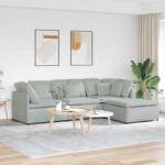 vidaXL Canapea modulara cu taburet si perne, catifea, gri deschis GartenMobel Dekor (3321309) Canapea