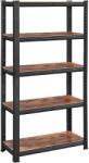 SONGMICS Raft metalic modular pentru depozitare SONGMICS, 5 polite, 650 kg, maro rustic (EZ-GLR030B01) Biblioteca