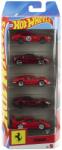 Mattel Set 5 masinute metalice Hot Wheels Ferrari pentru colectie si joaca (MTJLN12)