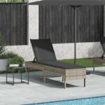 vidaXL Sezlong cu perna gri deschis 55x200x44 cm, poliratan GartenMobel Dekor (4104105)
