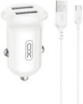 XO CC67 12W 2x USB USB USB-C kábel, autós töltő, fekete