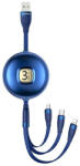 USAMS U69, 3in1, 1m, (Lightning/microUSB/USB-C), kábel, kék