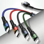 USAMS U26 fonott 4 az 1-ben, 1, 2m, 2A Fast Charge (2x Lightning/Micro USB/USB-C), kábel