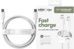 PanzerGlass Racing 240W, USB-C - USB-C, 1, 2m, kábel, fekete-fehér