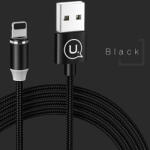 USAMS U-Sure SJ292USB01 mágneses Lightning, 1m, 2.1A fonott, kábel, fekete