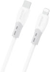 Dudao L25SX, 30W, USB-C - Lightning puha szilikon fonott, 1m, kábel, fehér