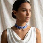 Ezera Choker lat impletit manual cu margele Miyuki cu model traditional romanesc, Romanita (CMIYAAROM)