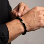 Ezera Bratara barbati snur Melor din cristale de onix negru cu charm din argint (BBMEL6MM)