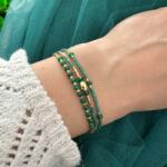 Ezera Bratara handmade snur 3 straturi Safiya cu Miyuki si Jad Verde (BDMJV-1814)