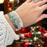 Ezera Bratara lata verde handmade din margele miyuki, Selma (BDMIYSEL)
